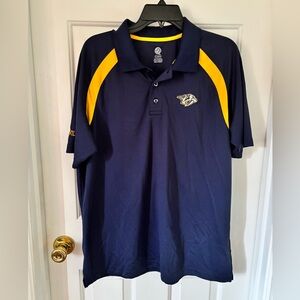 EUC Men’s NHL Nashville Predators Preds Navy Blue Collared Golf Polo Shirt Sz L